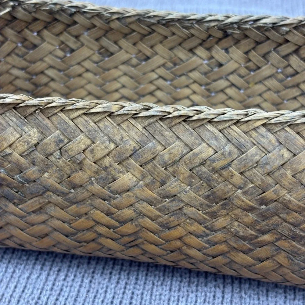 Vintage Woven Rattan Bamboo Storage Basket w Lid‎ Likely Lahu Thai Handcrafted